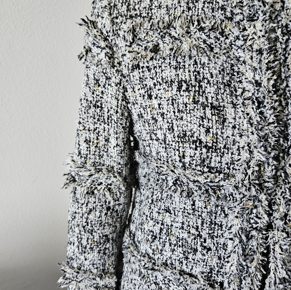 🔥tweed grey coat fringe mid-length SURI size small  🔥 - Picture 3 of 8
